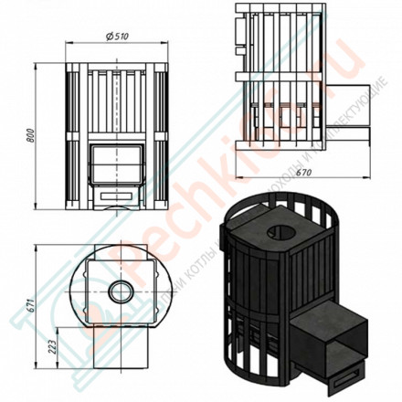 Чугунная печь для бани Ураган Стандарт 12 ДТ-3 (Везувий) до 14 м3