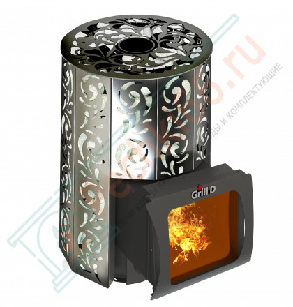 Дровяная банная печь Grill'D Violet Short Window Max (Камень колотый 100 кг)