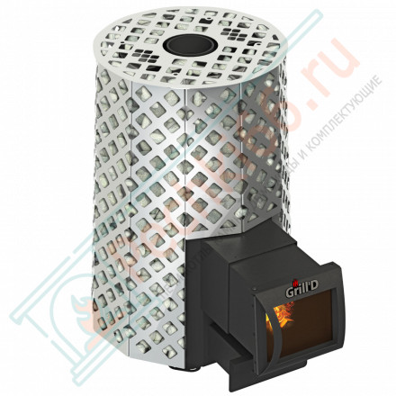 Дровяная банная печь Grill'D Violet Steel Romb Long (Камень колотый 100 кг)