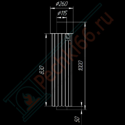 Дымоход - экономайзер Окаменевшее дерево перенесённый рисунок, d-115, L=1000 мм (Feringer)