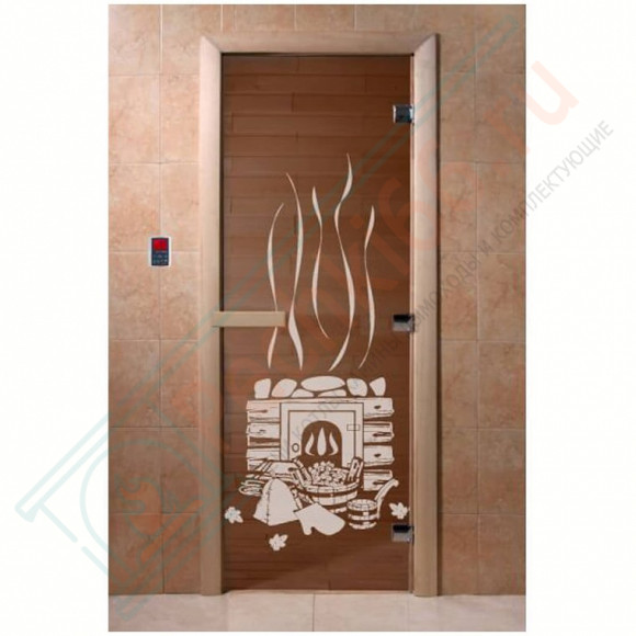 Стеклянная дверь для бани бронза прозрачная "Банька" 1900х700 (DoorWood) в Нижневартовске
