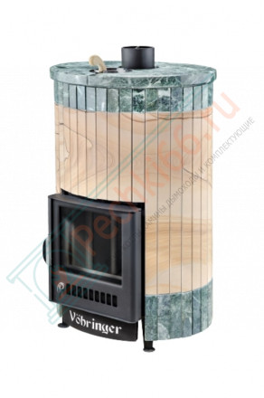 Дровяная банная печь Ферингер УЮТ-18 "Окаменевшее дерево перенесённый рисунок + змеевик" до 18 м³