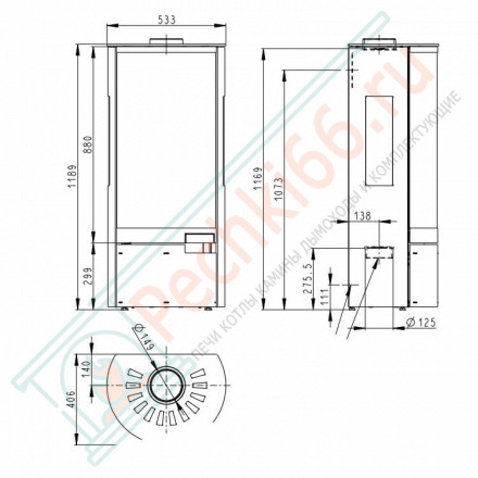 Печь-камин Belo 3S металл (Romotop)