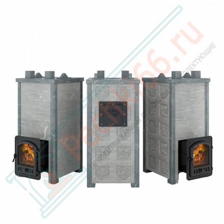 Печь для бани Эверест "Легкий пар Профи" в облицовке Талькохлорит, Резная (2 стороны) S-50 мм (Everest)