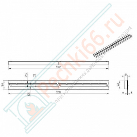 Горелка прямоугольная для биокамина 2000 (ZeFire)