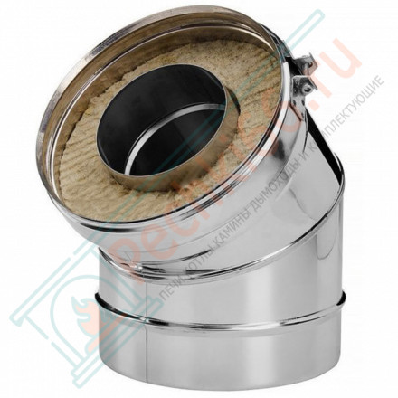 Отвод 45° V50R с изол (AISI-321/0,8-AISI-304/0,5) d-130/230 (Вулкан-Cerablanket)