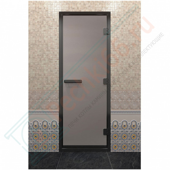 Дверь для хамама в черном профиле, сатин 1900x700 мм (DoorWood) в Нижневартовске